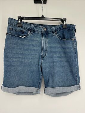 DKNY Jeans Classic Blue Cuffed Denim Shorts Indie Minimalist Coastal Classic